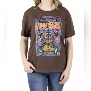 Pink Floyd Women's Soft Lightweight Crewneck Short Sleeve Band Tee Mocha NWT
